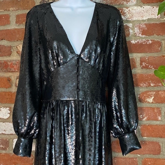 JOIE Kyria B Sequin Midi Dress In Black Caviar size 0 - Picture 4 of 9